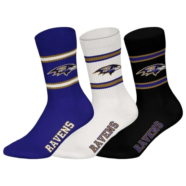 Calcetines Baltimore Ravens NFL Pack 3 Colores Oficiales