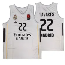 Camiseta Edy Tavares Real Madrid baloncesto Junior Adidas 2025-26 blanca