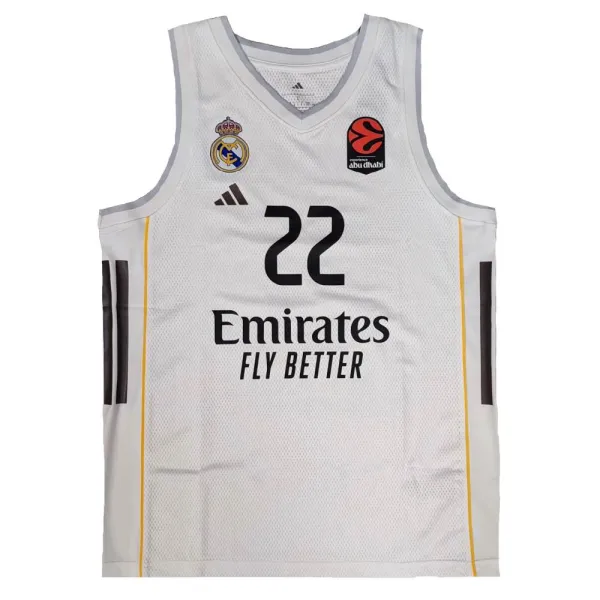 Camiseta Edy Tavares Real Madrid baloncesto Junior Adidas 2025-26 blanca