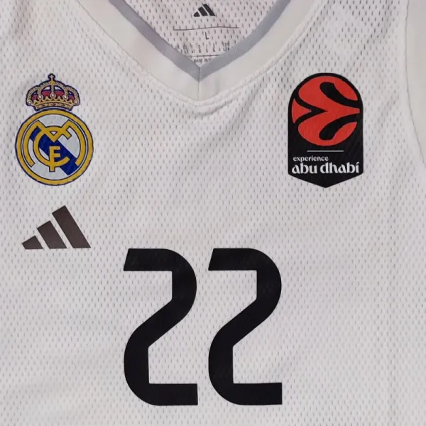 Camiseta Edy Tavares Real Madrid baloncesto Junior Adidas 2025-26 blanca