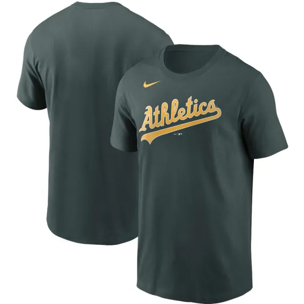 Camiseta manga corta algodón de los Oakland Athletics en verde vista doble