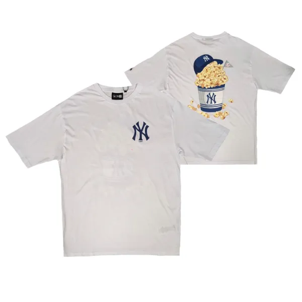 Camiseta MLB Yankees food graphic Oversized Blanca