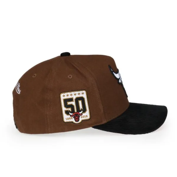 Gorra curva Chicago Bulls Pro Pinch Brown, parche lateral