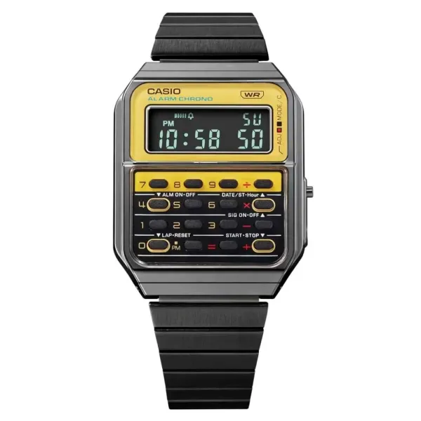 Reloj Clasico metalico unisex Casio CA-500WE amarillo frontal Reloj Clasico metalico unisex Casio CA-500WE amarillo frontal