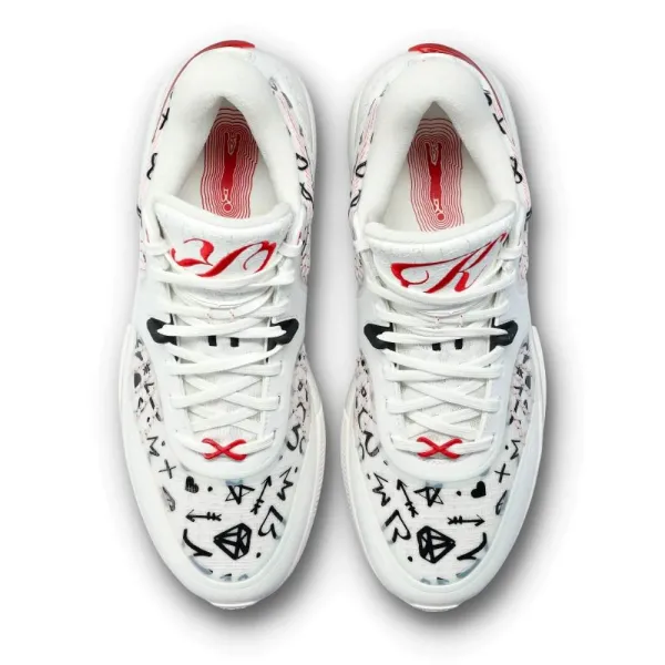 Zapatillas de baloncesto Anta KT10 Valentine en blanco, interior