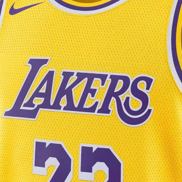 Camiseta baloncesto Lakers, Lebron James Icon Edition Swingman amarilla, pecho