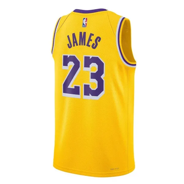 Camiseta baloncesto Lakers, Lebron James Icon Edition Swingman amarilla, espalda
