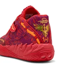 Zapatillas baloncesto MB 05 Puma Crowd Surf en rojo ,detalle talón