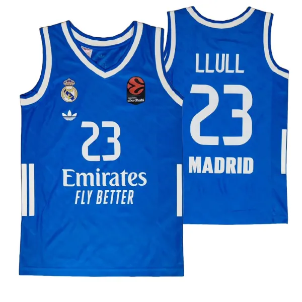 Camiseta baloncesto Sergio Llull azul retro Euroliga Real Madrid Junior