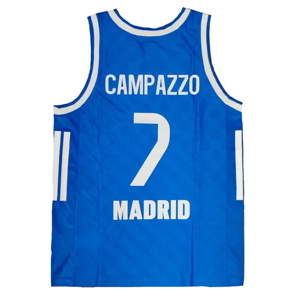 Camiseta baloncesto Campazzo azul retro Euroliga Real Madrid Junior, vista trasera