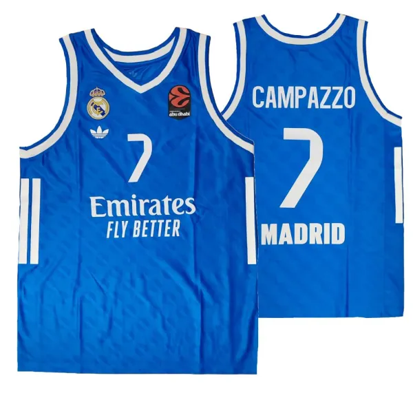 Camiseta baloncesto Campazzo azul retro Euroliga Real Madrid Junior