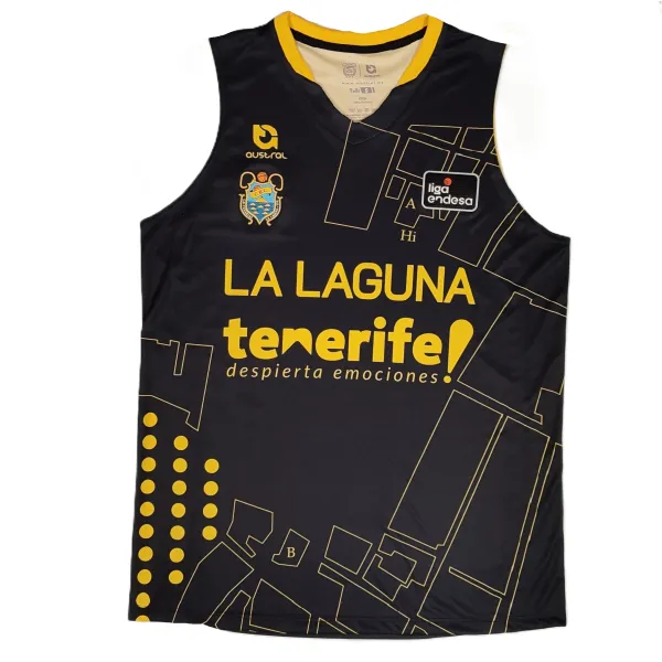 Camiseta CBC La Laguna Tenerife Torriani Negra frontal Camiseta CBC La Laguna Tenerife Torriani Negra frontal