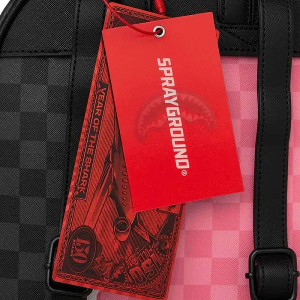 Sprayground Pink & Black Tear Sip Savage etiquetas Sprayground Pink & Black Tear Sip Savage etiquetas