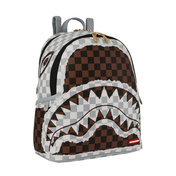 Sprayground Cream and Brown Check Savage lateral Sprayground Cream and Brown Check Savage lateral