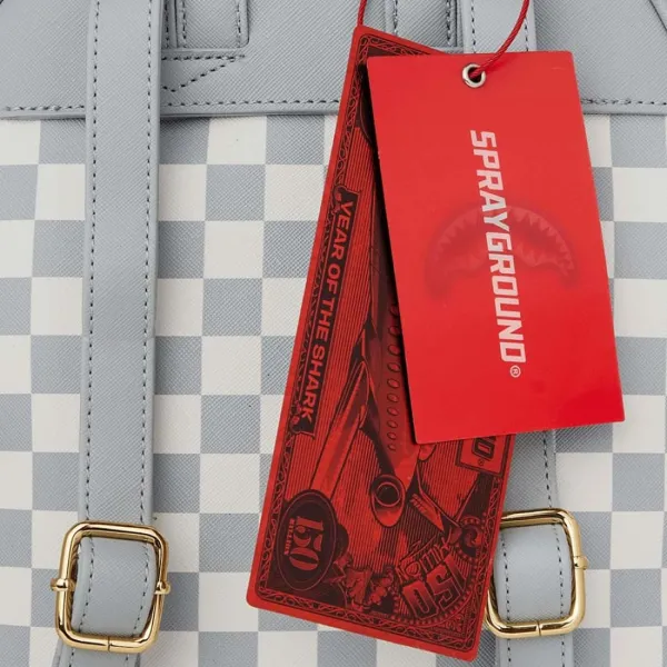 Sprayground Cream and Brown Check Savage etiquetas Sprayground Cream and Brown Check Savage etiquetas