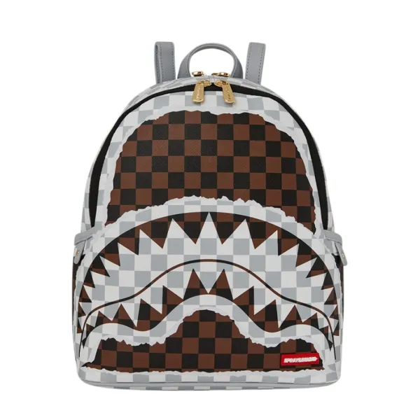 Sprayground Cream and Brown Check Savage frontal Sprayground Cream and Brown Check Savage frontal