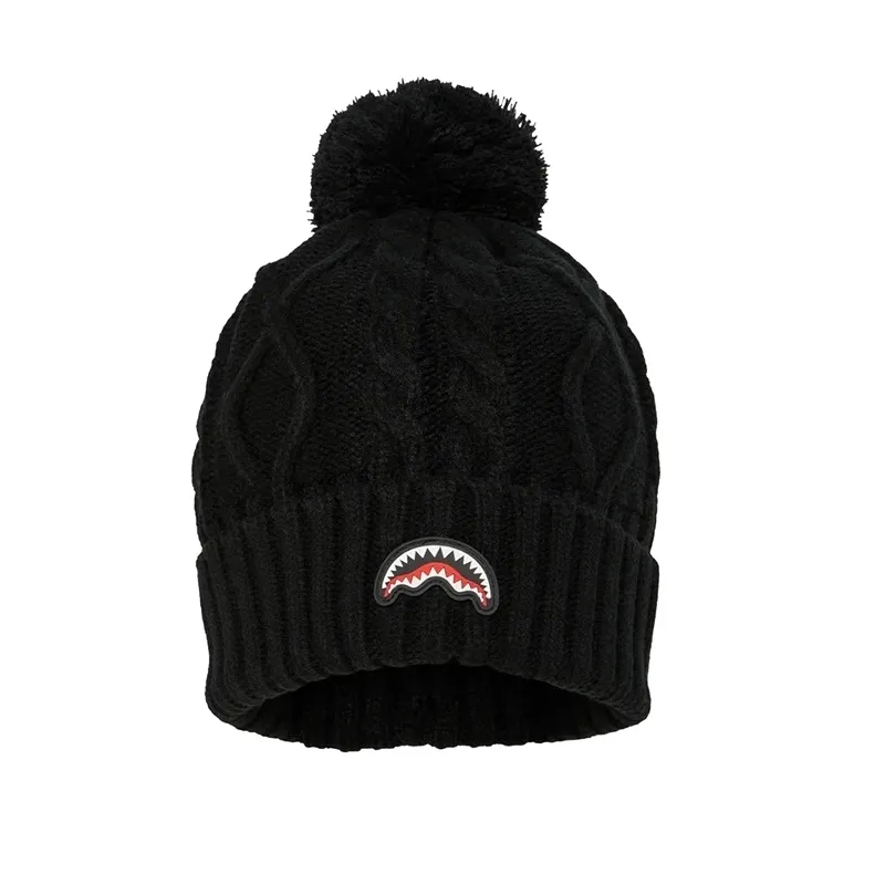Sprayground Black Knit Puff Beanie negro