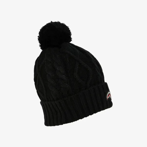 Sprayground Black Knit Puff Beanie lateral