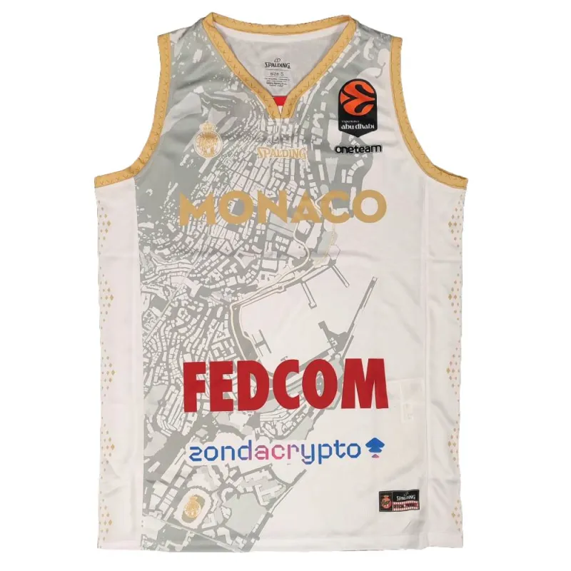 Camiseta Monaco Euroliga blanca Spalding frontal