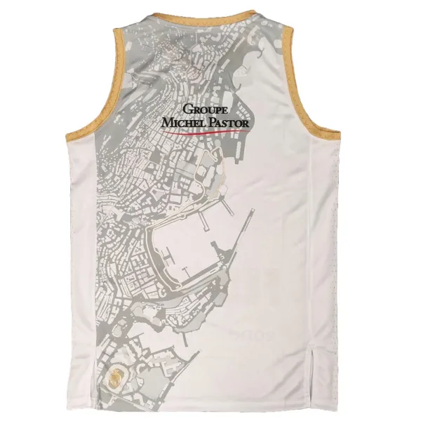 Camiseta Monaco Euroliga blanca Spalding parte posterior