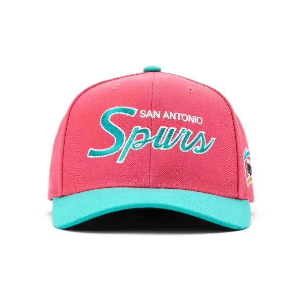 Gorra curva Spurs NBA Team Script 2 Snapback rosa frontal