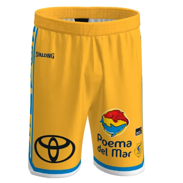 Short Baloncesto Gran Canaria Primera Equipacion Amarilla Spalding 2025-26