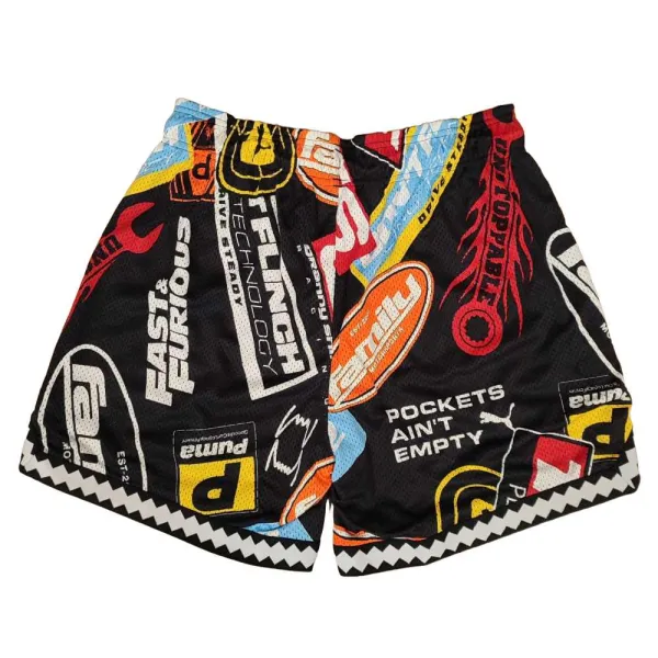 Pantalon corto de baloncesto reversible Puma x Fast and Furious, all over print