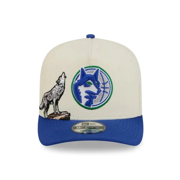 Gorra curva Timberwolves Hardwood Classic 9Fifty de New era en Beige, vista frontal