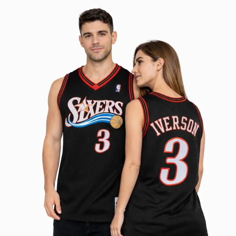 76ers Iverson ユニフォーム Mサイズ 黒 Camiseta Allen Iverson Sixers Retro negra Mitchell & Ness