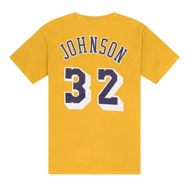 Camiseta Magic Johnson Name and Number Lakers Mitchell and Ness Amarilla, espalda