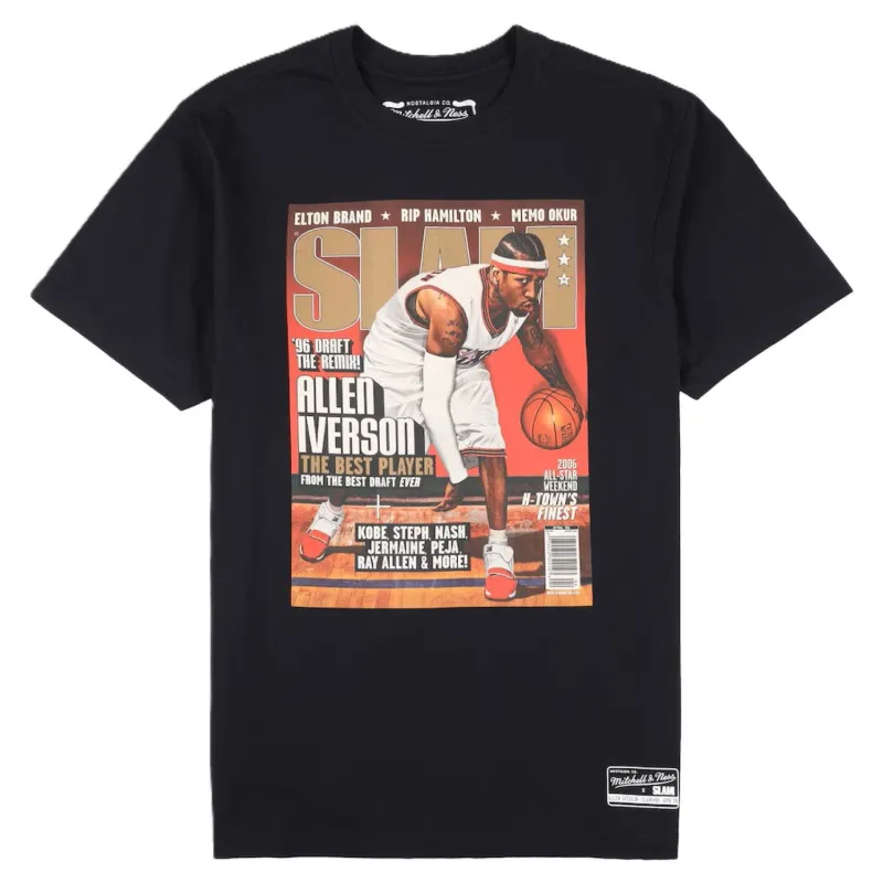 Camiseta Allen Iverson Sixers Slam Cover unisex negra
