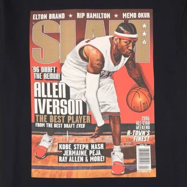 Camiseta Allen Iverson Sixers Slam Cover unisex negra, detalle