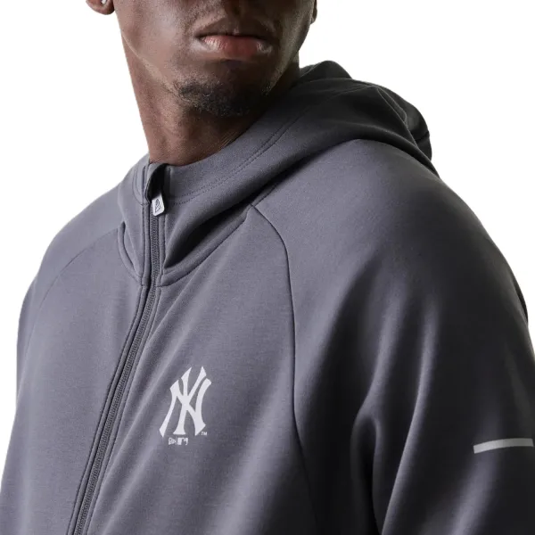 Sudadera con capucha Yankees Logo FZ New Era gris, detalle frontal