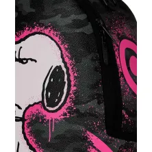 Mochila Sprayground Snoopy Pink Stencil negra y rosa detalle