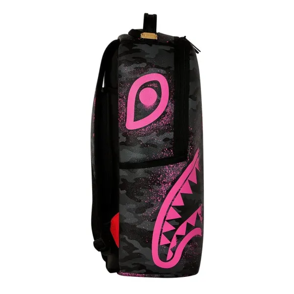 Mochila Sprayground Snoopy Pink Stencil negra y rosa lateral