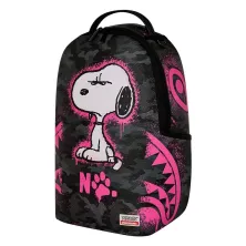Mochila Sprayground Snoopy Pink Stencil negra y rosa de lado