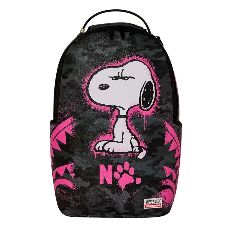 Mochila Sprayground Snoopy Pink Stencil negra y rosa principal