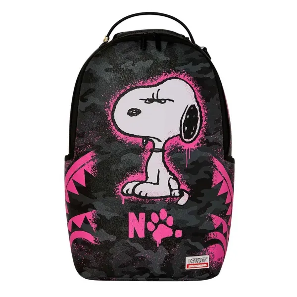 Mochila Sprayground Snoopy Pink Stencil negra y rosa principal