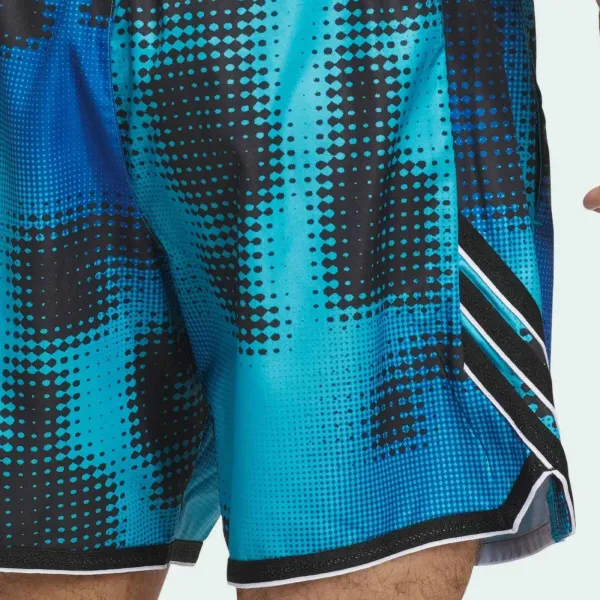 Pantalon corto baloncesto Adidas Crazylite AOP 3 azul, detalle trasero