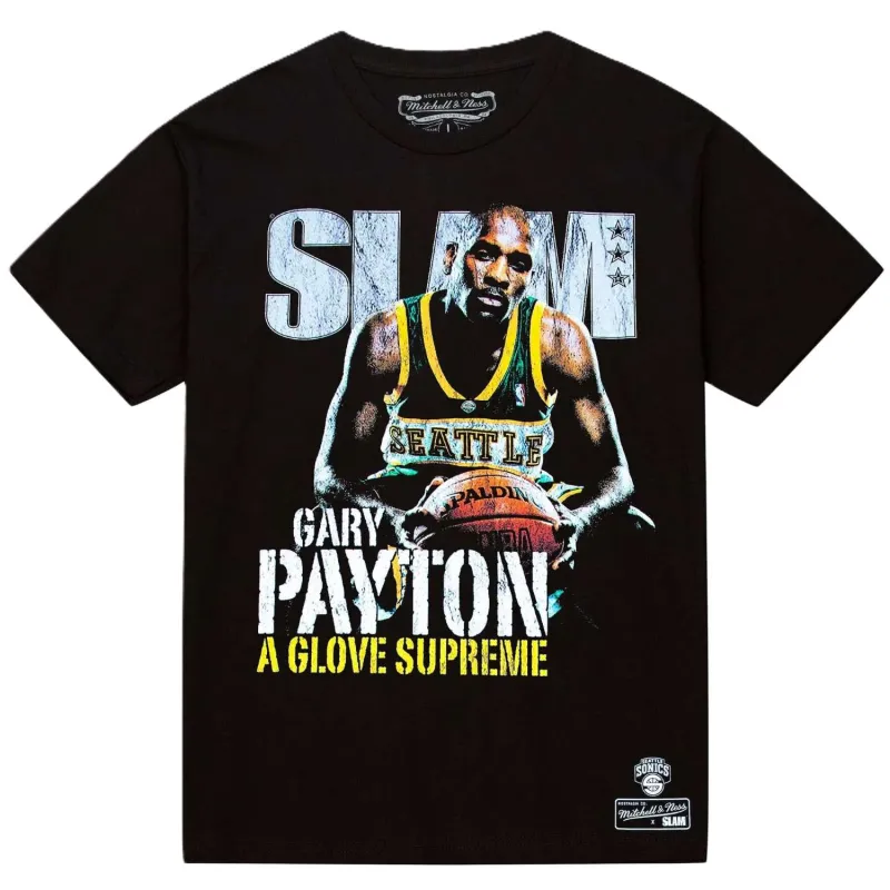 Camiseta Gary Payton Sonics "Slam Cover" de Mitchell & Ness en negro