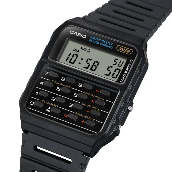 Reloj Calculadora Casio CA-53W color negro, detalle pantalla