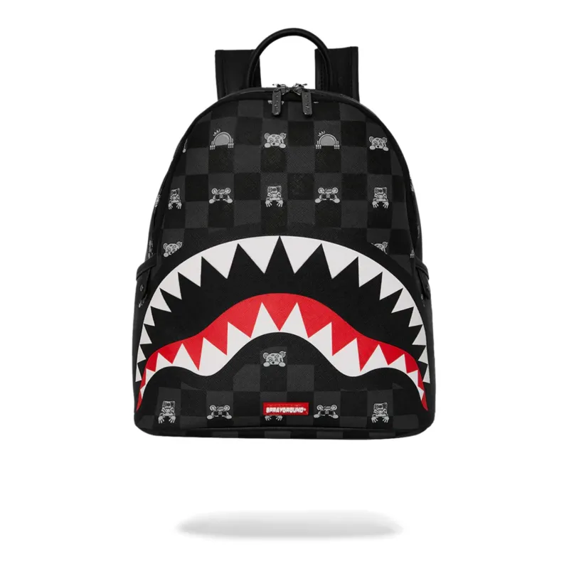 Mochila Sprayground Gray Peeking Character Check Savage