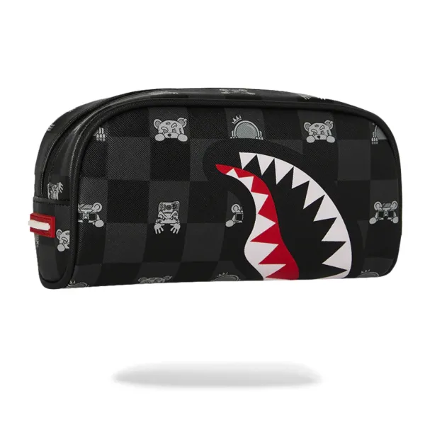 Neceser Sprayground Gray Peeking Character Check Pouch vista frontal