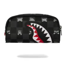 Neceser Sprayground Gray Peeking Character Check Pouch vista lateral