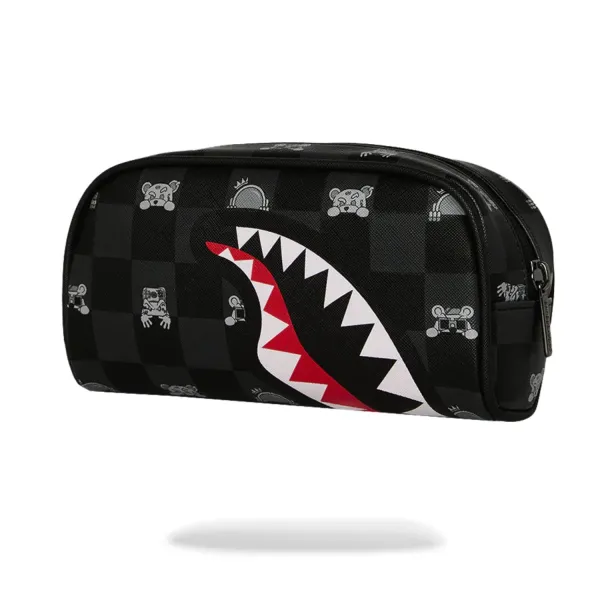 Neceser Sprayground Gray Peeking Character Check Pouch, vista secundaria