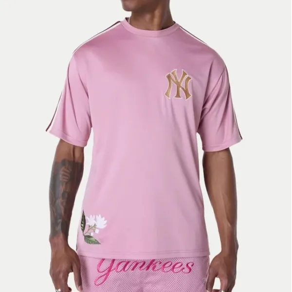 Camiseta New York Yankees Floral New Era MLB Oversized Rosa