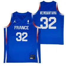 Camiseta Wembanyama Francia Jordan azul - doble foto
