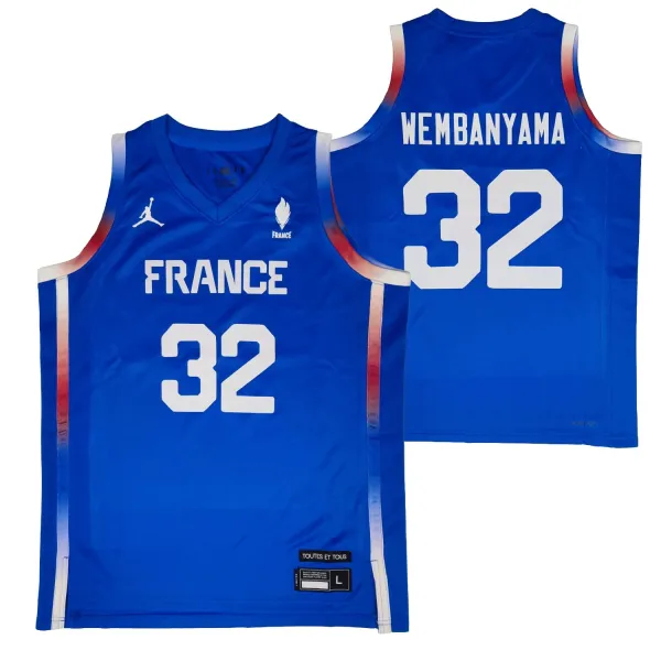 Camiseta Wembanyama Francia Jordan azul - doble foto Camiseta Wembanyama Francia Jordan azul - doble foto