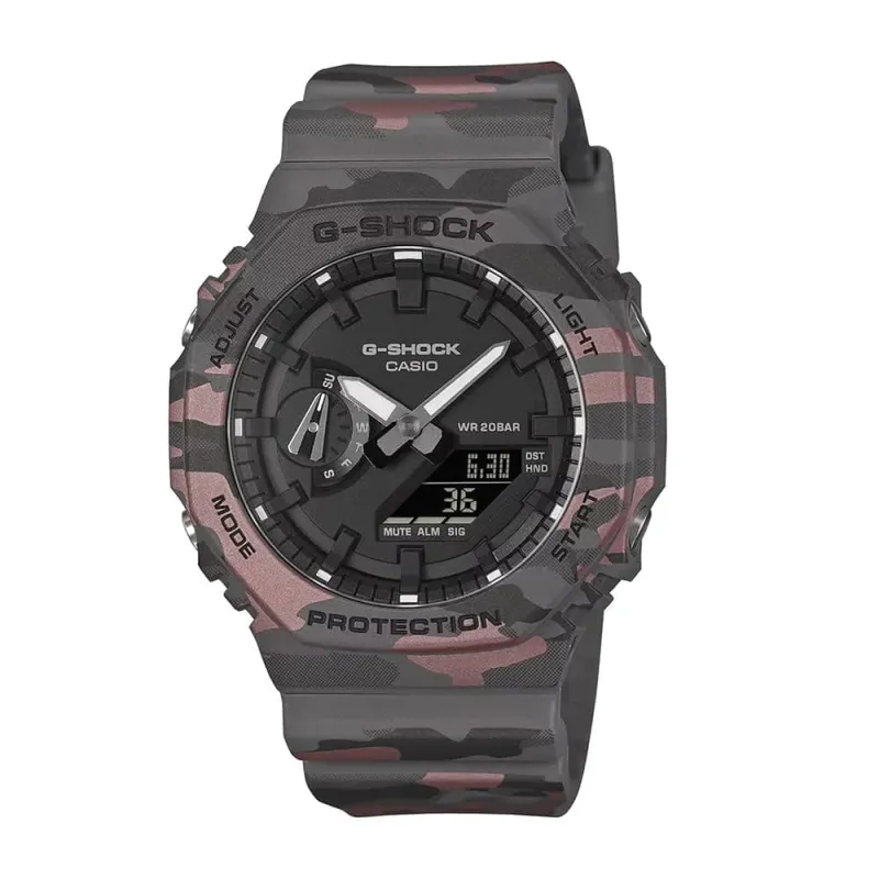 G-Shock GA-2100CM-8AER Grey Camo - Casio frontal