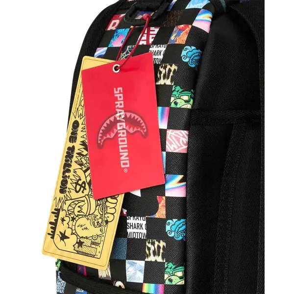 Mochila Sprayground Crazy Check - multicolor etiqueta